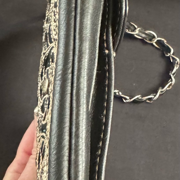 Rustic Couture Black Faux leather purse with chain strap. - Picture 7 of 16